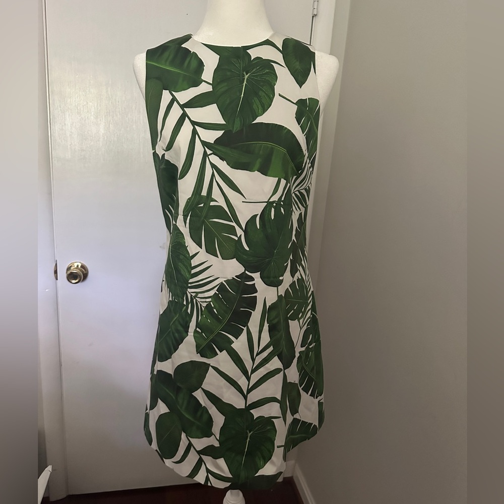 EUC Alice + Olivia Green and White Tie Front Mini Dress